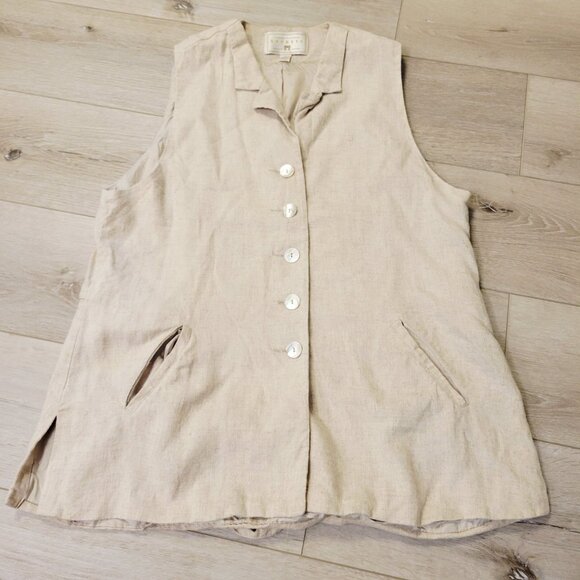 VTG EXPRESS Long Vest Beige Campagnie International Marque Deposee Sz Large - Picture 1 of 5